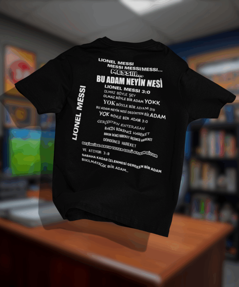 Alternative view of Messi ''Bu adam neyin nesi'' Oversize Tshirt